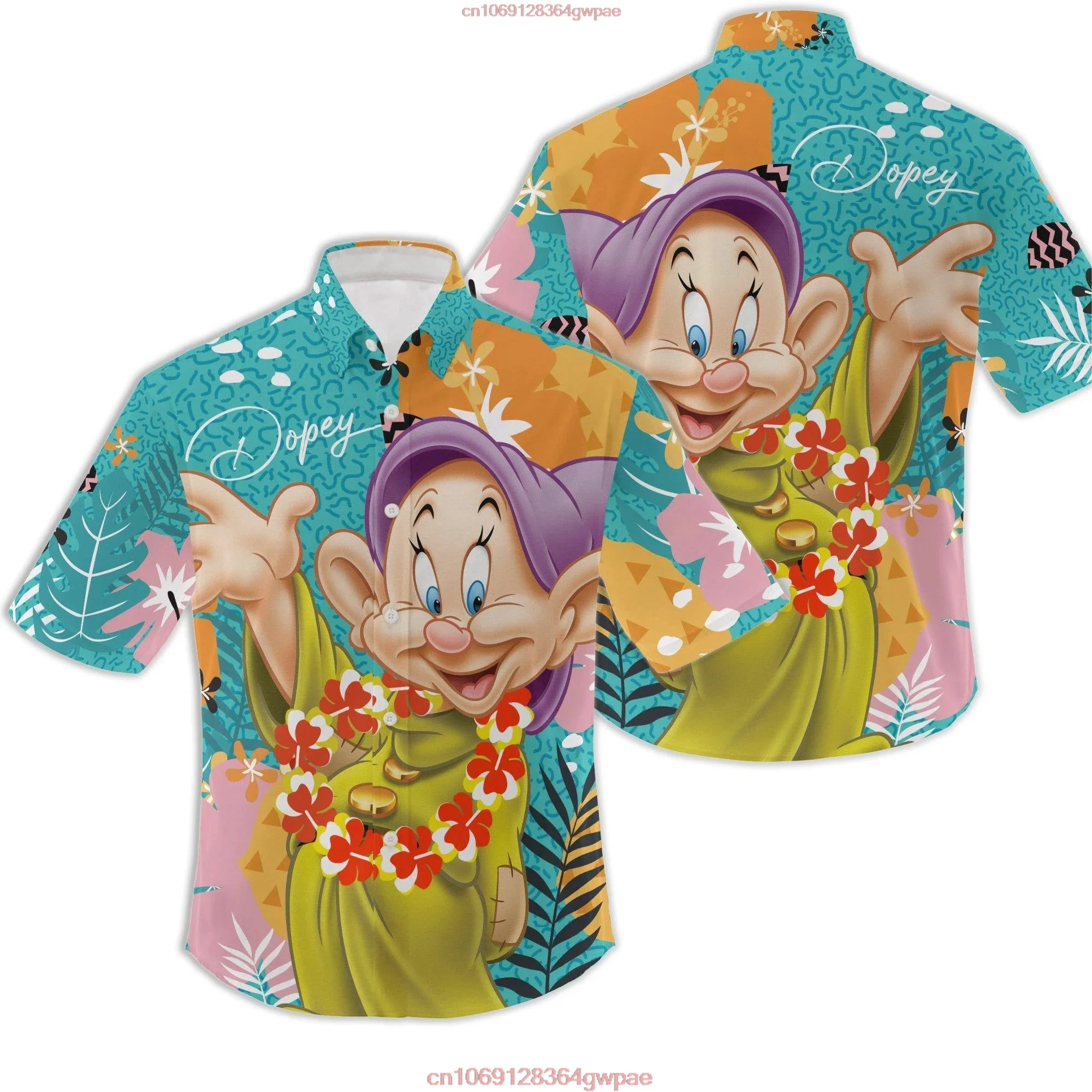 MINISO Гавайская рубашка Disney Dopey Dwarf из полиэстера