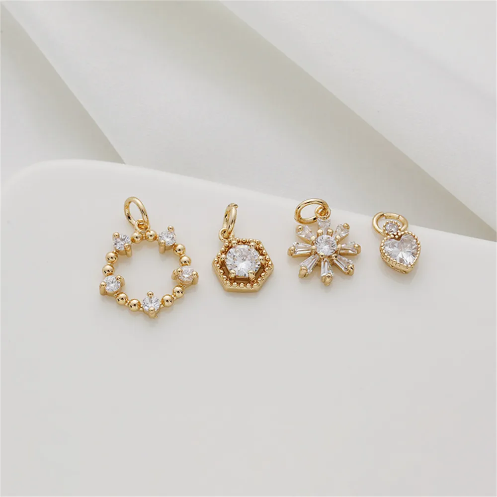 

14k gold 13m hollow shell three-dimensional spiritual zirconia pendant diy handmade jewelry accessories ear hanging