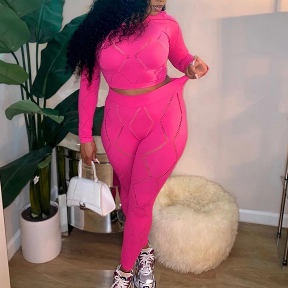 

Женский спортивный костюм с длинным рукавом, облегающие брюки с круглым вырезом