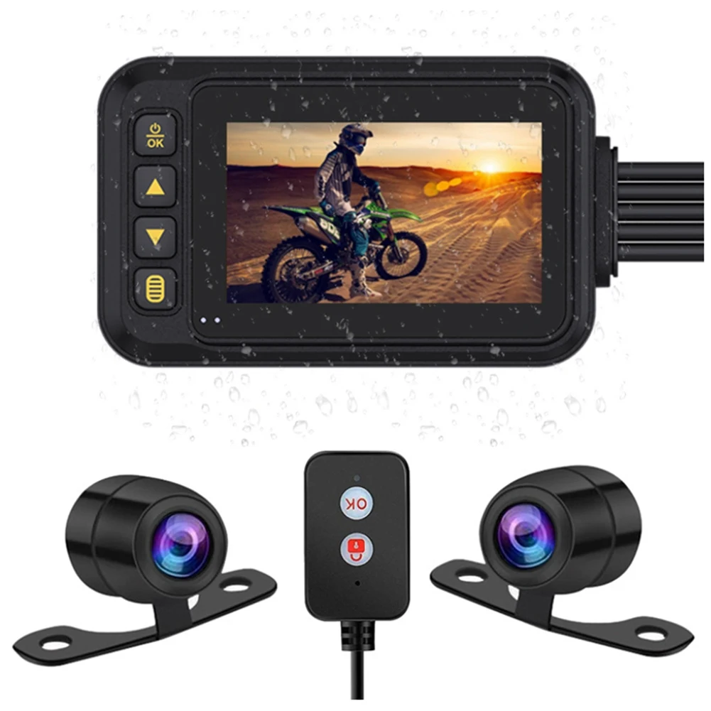 

Мотоциклетный видеорегистратор с 3-дюймовым экраном, видеорегистратор 1080P HD, камера с двойным объективом, водонепроницаемый моторегистратор с USB