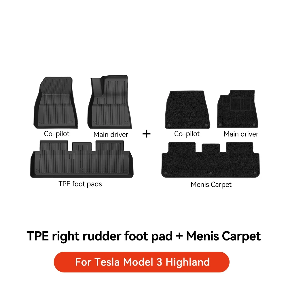 Автомобильные коврики YZ TPE для Tesla Model 3 Y Highland Juniper 2019-2025, комплект ковриков для багажа Four Seasons, водонепроницаемый противоскользящий коврик для багажника