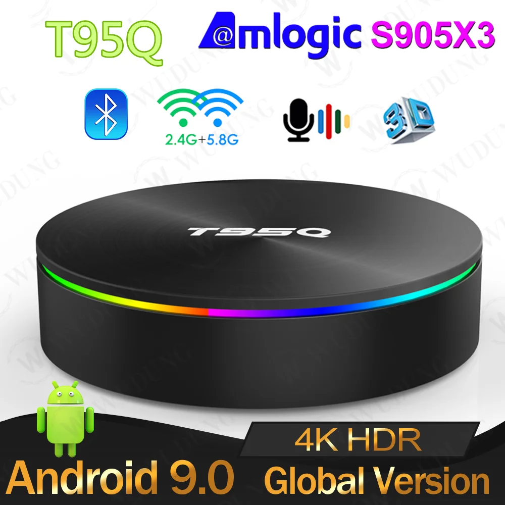 

T95Q TV Box Android 9.0 Amlogic S905X3 4GB 32GB 64GB TVbox BT 3D USB3.0 H.265 2.4G 5G Wifi 4K HDR Video Media Player Set Top Box