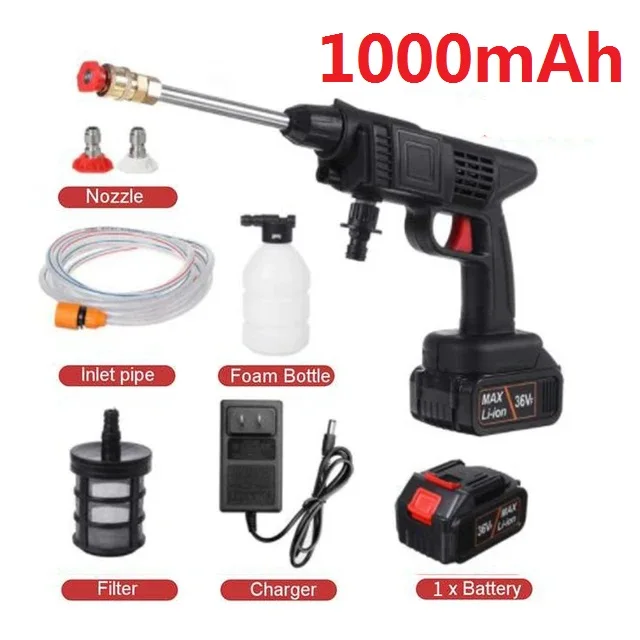 

Беспроводная мойка высокого давления, 70 бар, 1500 Вт, перезаряжаемый пистолет для мойки автомобиля, электрический водяной пистолет, пеногенератор для Makita, батарея 18 в，водяной бластер электро