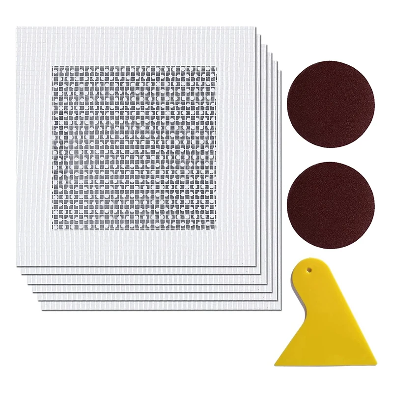 

1Set Aluminum + Glass Fiber Wall Surface Repair 6-Pack Drywall Wall Hole Repair Kit With Scraper Sandpaper 6 Inches