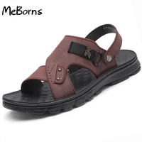 men sandals comfortable summer home slippers leather frosted beach slippers 2022 new breathable casual shoesoutdoor beach shoes