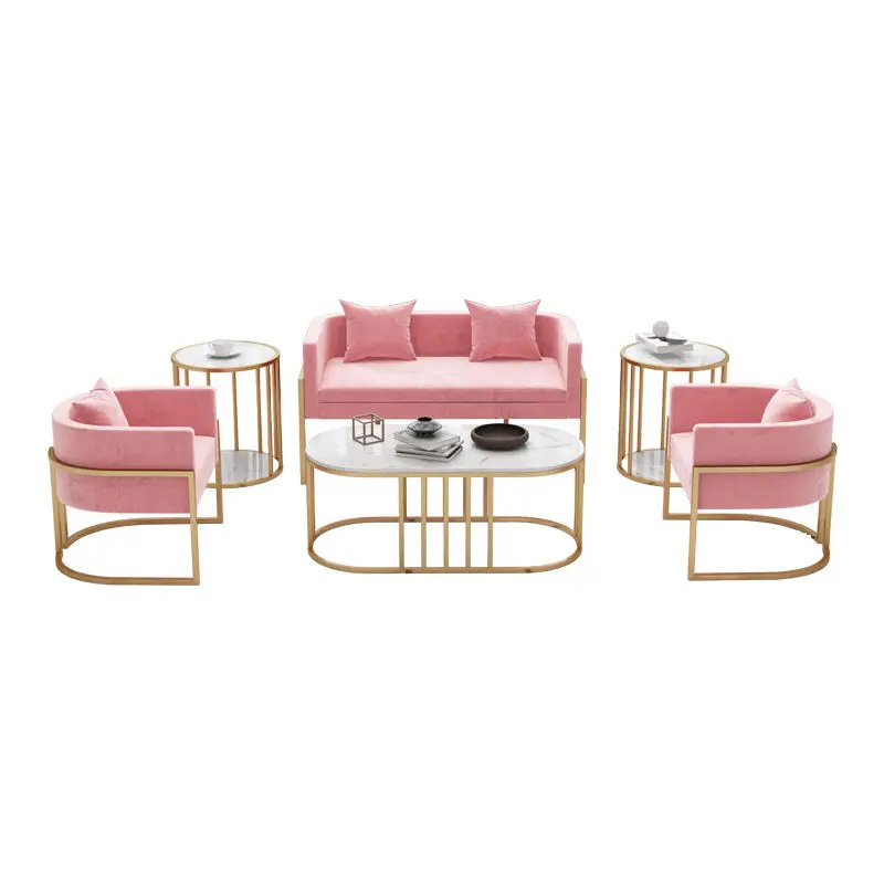 

Nordic home fabric sofa light luxury clothing store nail shop leisure net red ins sofa coffee table combination for living room