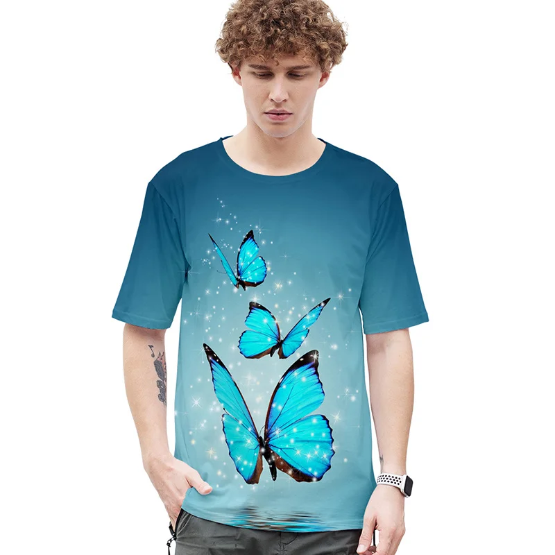 Новый модный костюм с 3d футболкой принтом бабочки Повседневная рубашка в стиле