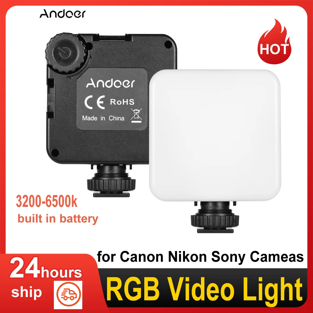 Andoer KM-72A RGB видео светильник 6 Вт цветной заполняющий встроенный аккумулятор 2000
