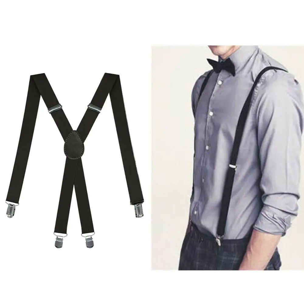 

Body Chain Sturdy Wedding Dress Elastic X Back Braces Suspenders Strap Clip Trousers Belt