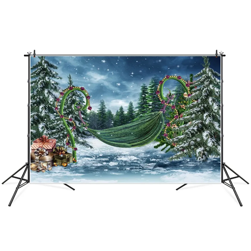 

Фон для фотосъемки Сказочный зимний Снежный лес Рождество гамак на дерево фотообои на заказ фотообои для дома