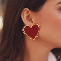 fashion vintage punk red heart earrings for women simple jewelry