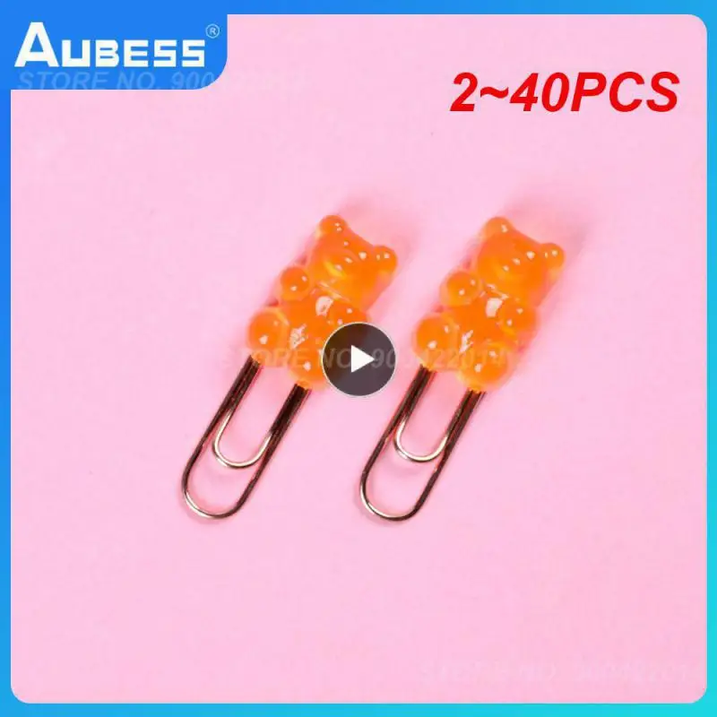 

2~40PCS Bag New Creative Colorful Bear Metal Memo Paper Clips Set Index Bookmark For Books Office School Stationery Supplies