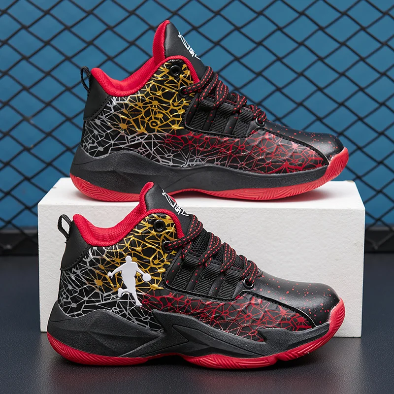 

Детские кожаные баскетбольные кроссовки унисекс, толстая подошва, Нескользящие, Спортивная Уличная обувь для мальчиков, для подростков