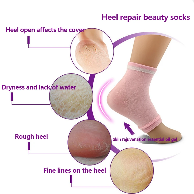 

Красочные силиконовые Увлажняющие гелевые носки для пятки, набор для треснувшей стопы, профессиональный уход за ногами
