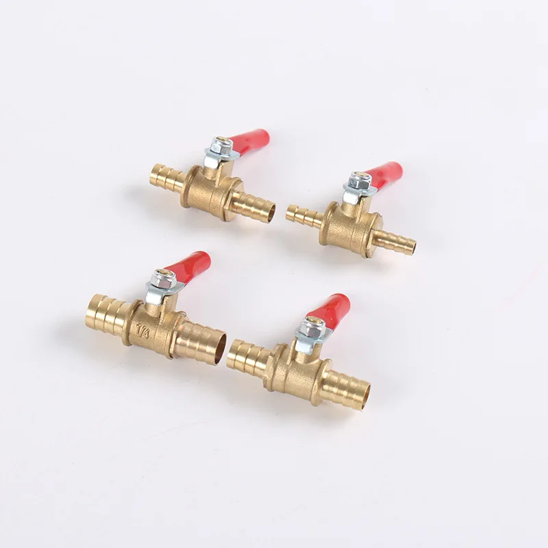 

6mm 8mm 10mm12mm Ball Faucet Shutoff Ball Valve Hose Barb Inline Water Oil Air Gas Fuel Line Small Brass Ball Valve
