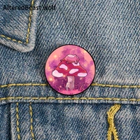mushroom froggy printed pin custom funny brooches shirt lapel bag cute badge cartoon cute jewelry gift for lover girl friends