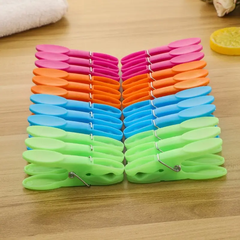 

24Pcs Clothespins Hanging Pegs Clips Plastic Hangers Racks Laundry Clothes Pegs Clamps Towel Clips Home Storage Hooks