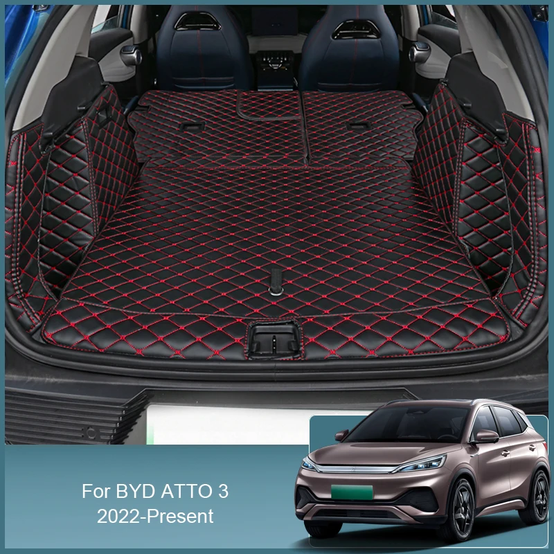 

Car Styling PU Leather Trunk Mat Rear Liner Cargo For BYD ATTO 3 2022-Present Waterproof Carpet Tray Protector Auto Accessory