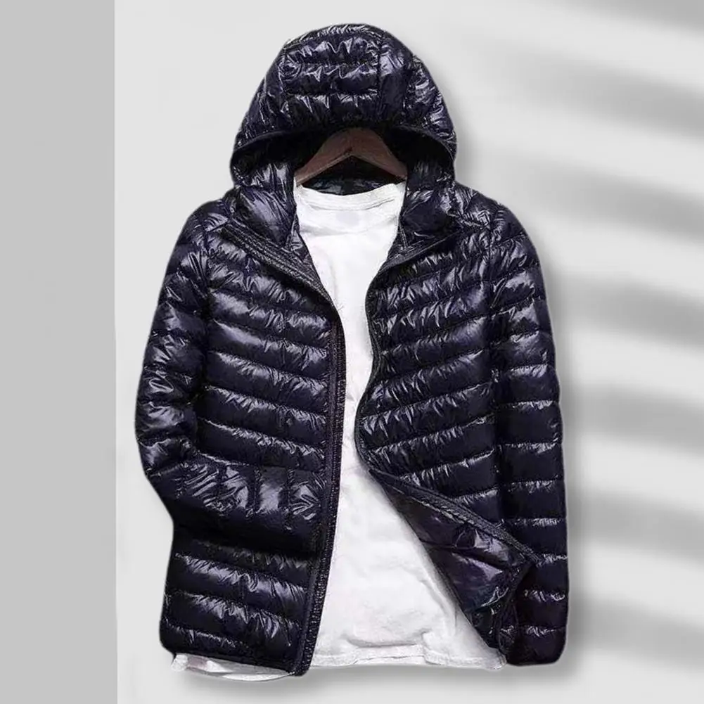 

Stylish Hooded Coat Thin Cotton Padded Winter Elastic Cuff Pockets Jacket
