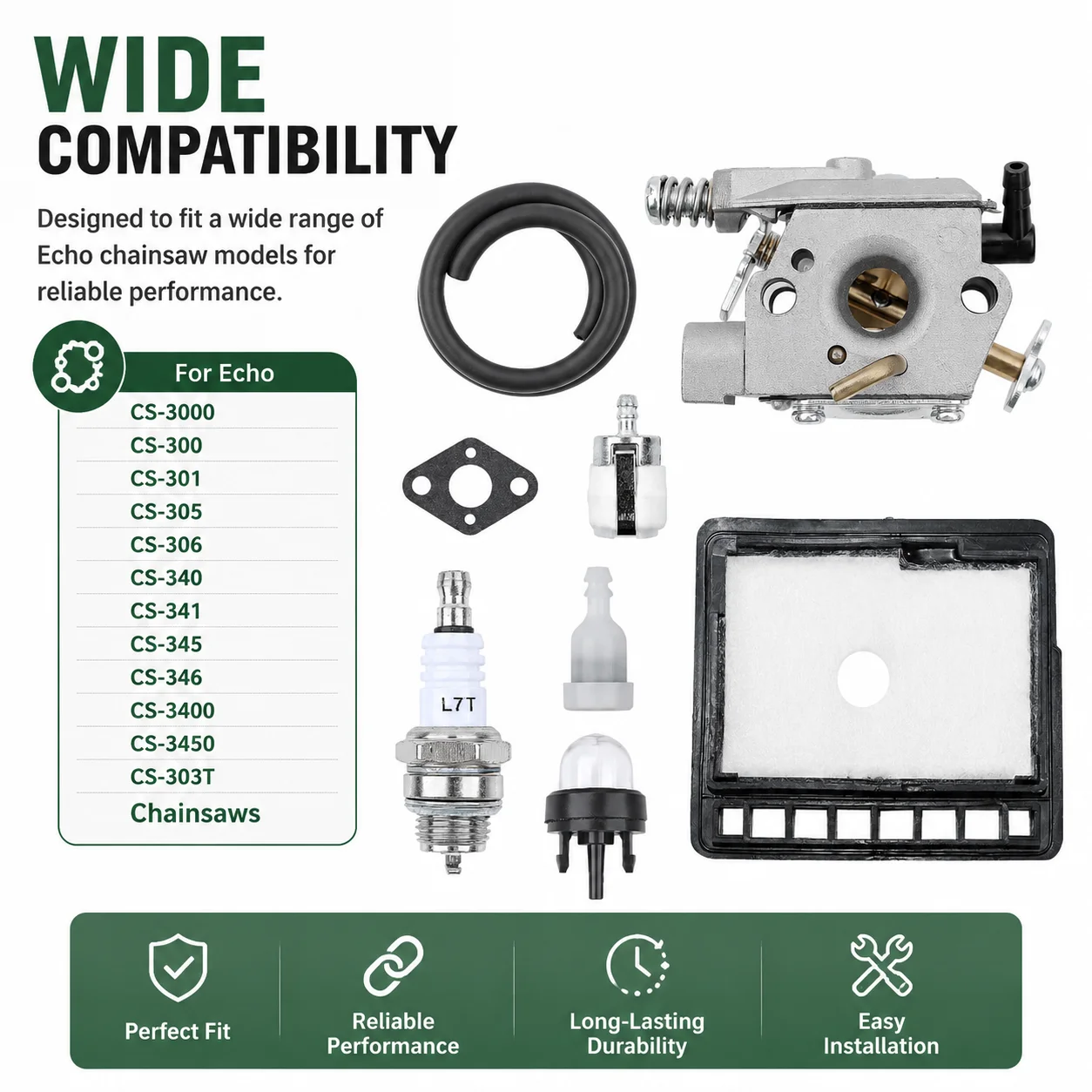 Фото Комплект воздушного фильтра карбюратора для Echo CS3000 CS-300 CS-301 CS-305 CS-306 CS-340 CS-341 CS-345 A021000232 WT-589A, запчасти для бензопилы №3
