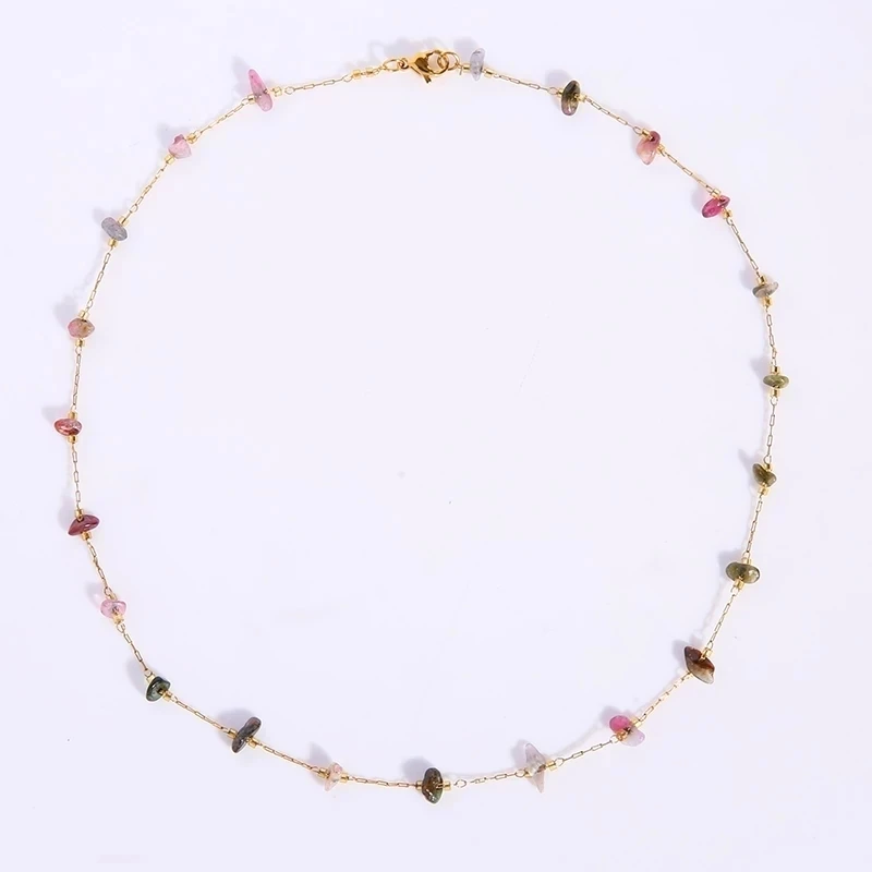 Цепочка из натурального камня нержавеющей стали ожерелья для женщин золото