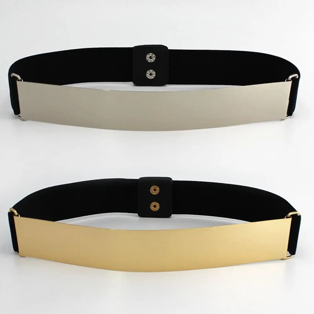 Adjustable Waistband Gold All-match Mirror Elastic Cummerbunds Women Waist Belt Metal Elastic Belt Waist Corset Belts