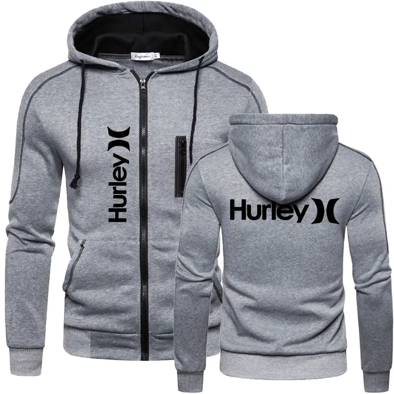 Мужская толстовка с принтом Hurley спортивные толстовки на молнии приталенная