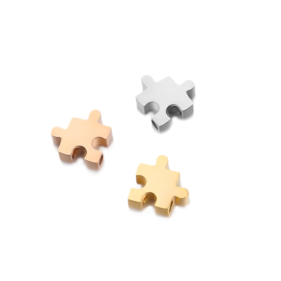 

Semitree 5Pcs 10mm Stainless Steel Jigsaw Puzzle Beads for DIY Jewelry Making Spacer Bead Necklace Accessories Bracelet Findings