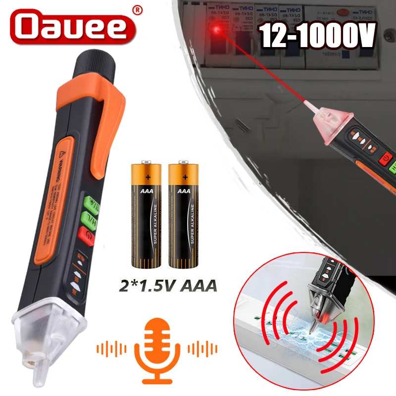 

Non Contact Voltage Tester 12-1000V AC Voltage Detector Pen Circuit Tester Electric Indicator Wall Tool With Flashlight Beeper