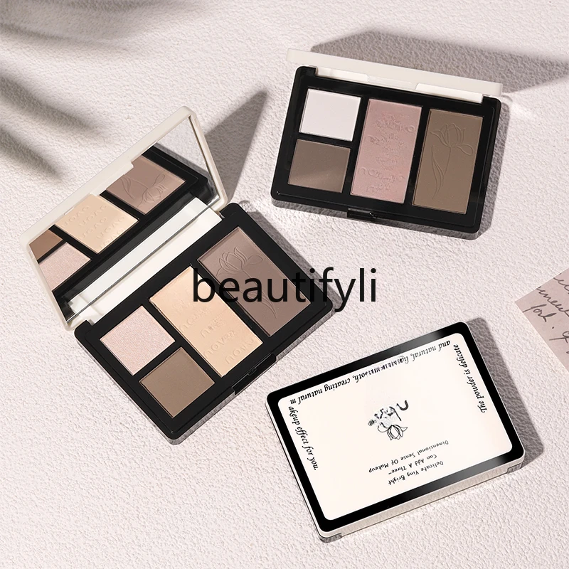 Тени для ухода за тенями глянцевая пудра трехмерные боковые тени носа V-образные