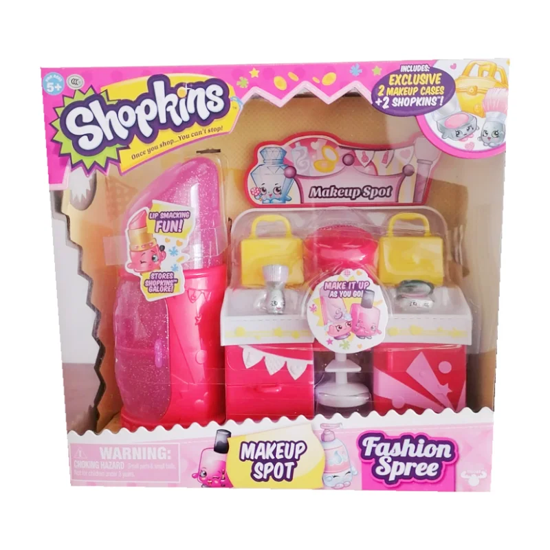

Genuine Shopkinss Makeup Spot Playset Fashion Spree Dresser Cute Kawaii Carry Compact Play House Toys Children's Gifts