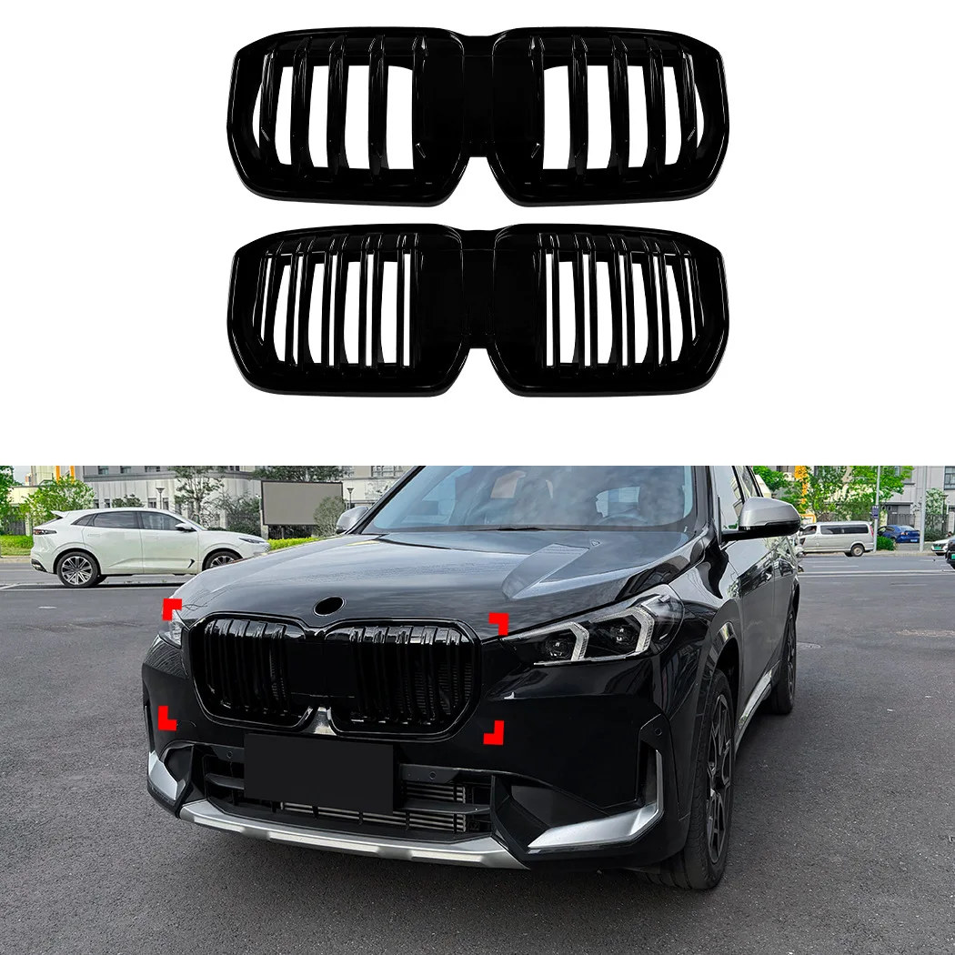 Фото Глянцевая черная спортивная решетка радиатора Race Gloss Black для BMW X1 IX1 U11 2023 2024 2025 2026, аксессуар для переднего бампера №1