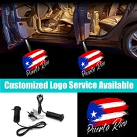 2pcs wired puerto rican flag of puerto rico logo car door led welcome courtesy laser projector shadow lights