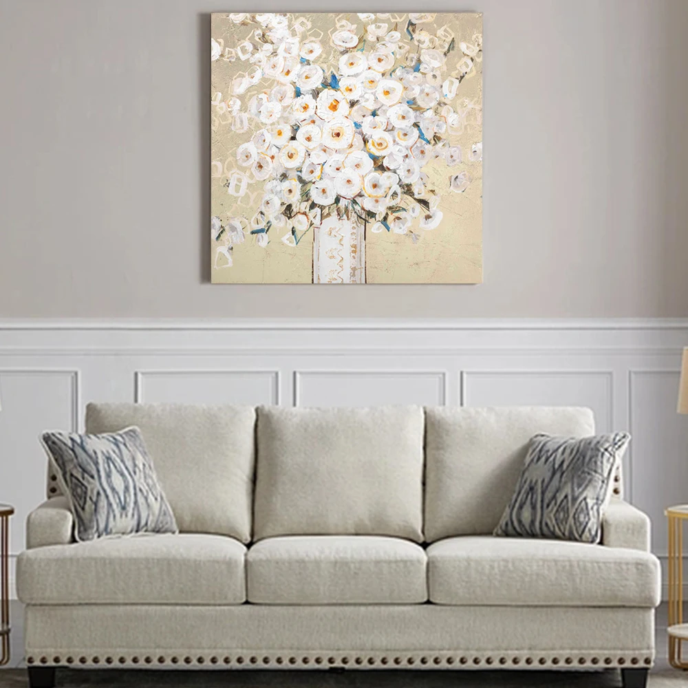 

HUACAN Handmade Flower Art Oil Painting On Canvas Hand-Painted Wall Hanging Picture Modern Home Decoration