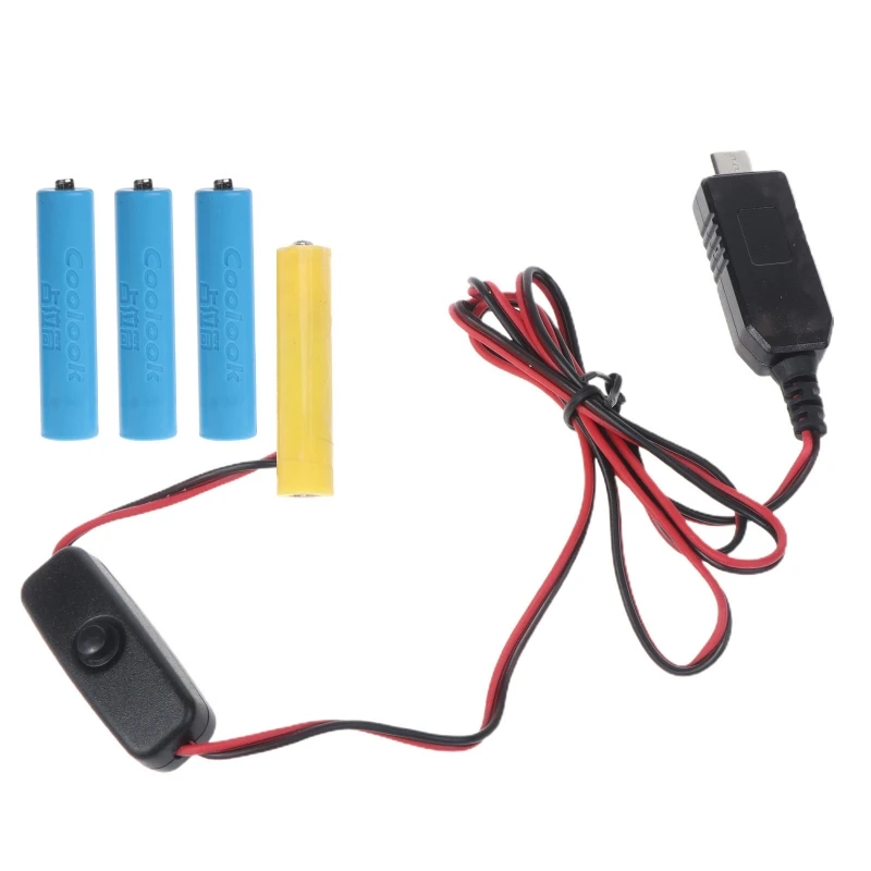 6 в AAA LR3 батарея USB C кабель питания с переключателем ВКЛ./ВЫКЛ. Сменная 4 для радио