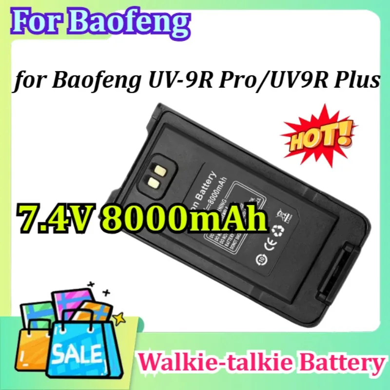 Фото [BL-9] для Baofeng UV-9R Pro 7.4V 8Ah UV9R Plus, увеличенная емкость батареи, зарядка через Type-C для рации GMRS-9R UV-9G. №1