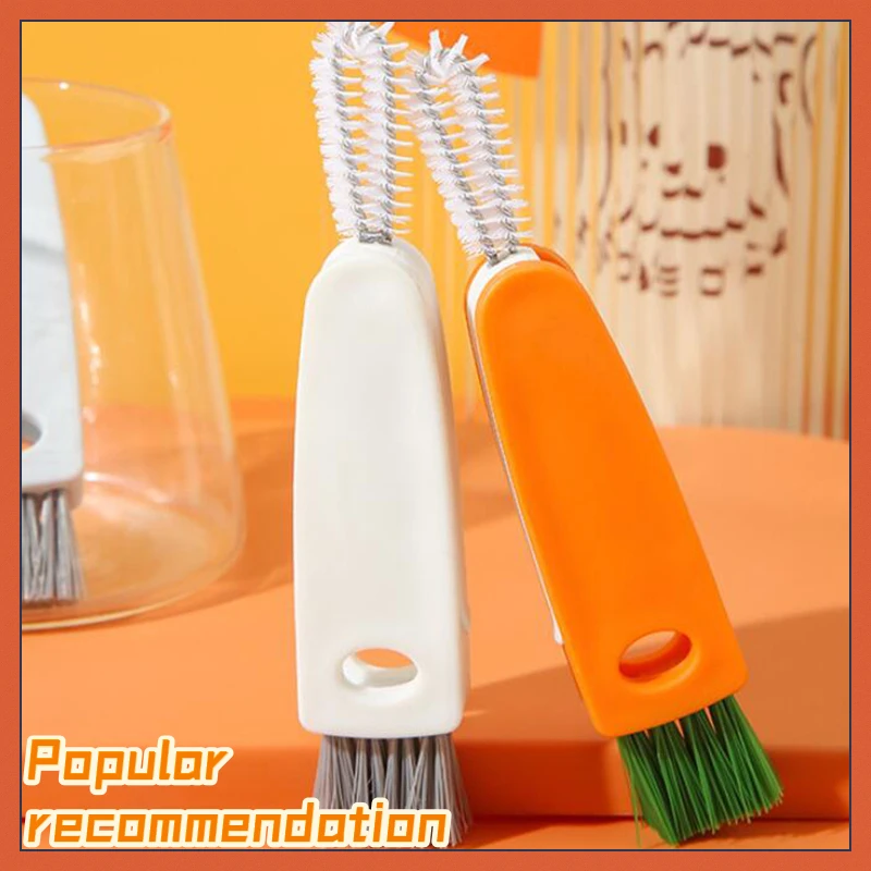 

3 In 1 Bottle Cap Brush Milk Bottle Brush Cup Cover Cleaning Brush Portable Multifunctional Lunch Box Groove Cleaning Brush