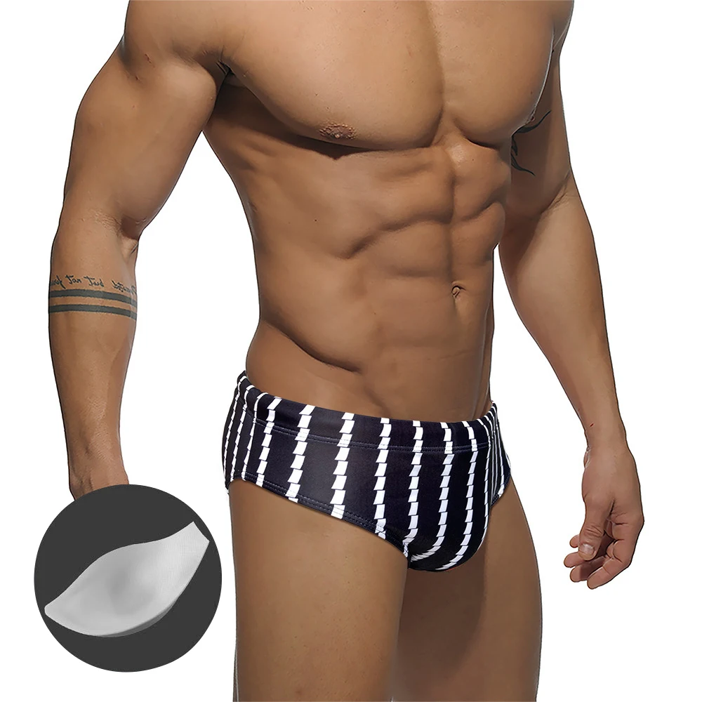 Мужские плавки с пуш-ап бикини принтом трусы пикантная модная летняя пляжная