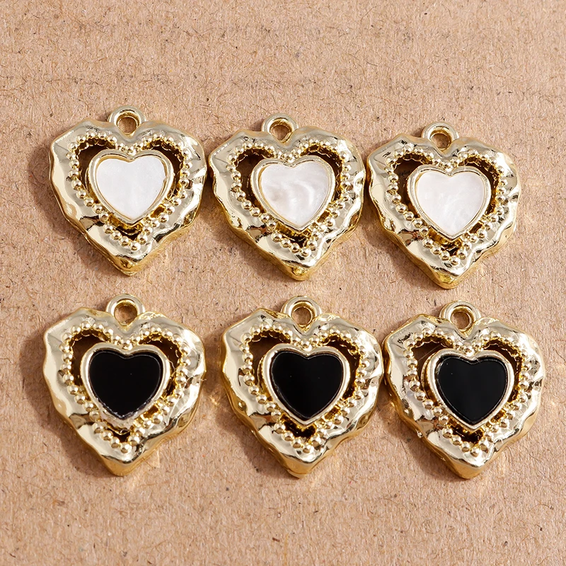 5pcs 16x18mm Cute Enamel Love Heart Charms for Jewelry Making Women Fashion Earrings Pendants Necklaces DIY Bracelets Gifts