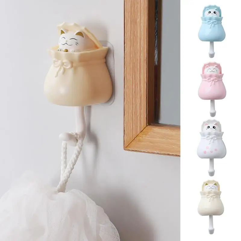 

Cat Hooks Multifunctional Clothes Hanger Key Coat Robe Towel Holder Self Adhesive Bag Hanger Decorative Hooks Home Accessories