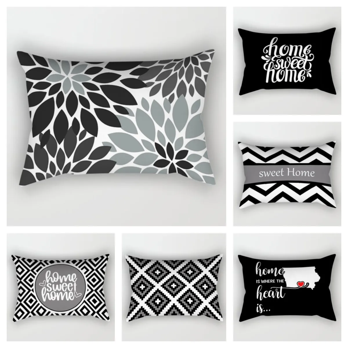

Nordic Black Sweet Home Pillowcase Home Decoration Living Room Sofa Decoration Cushion Cover 30*50 Car Waist Pillowcase 40*60