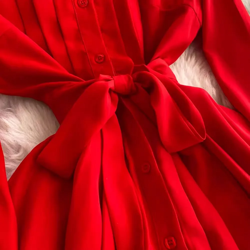 Дизайнерское модное женское платье-рубашка с лацканами новинка 2024 элегантное