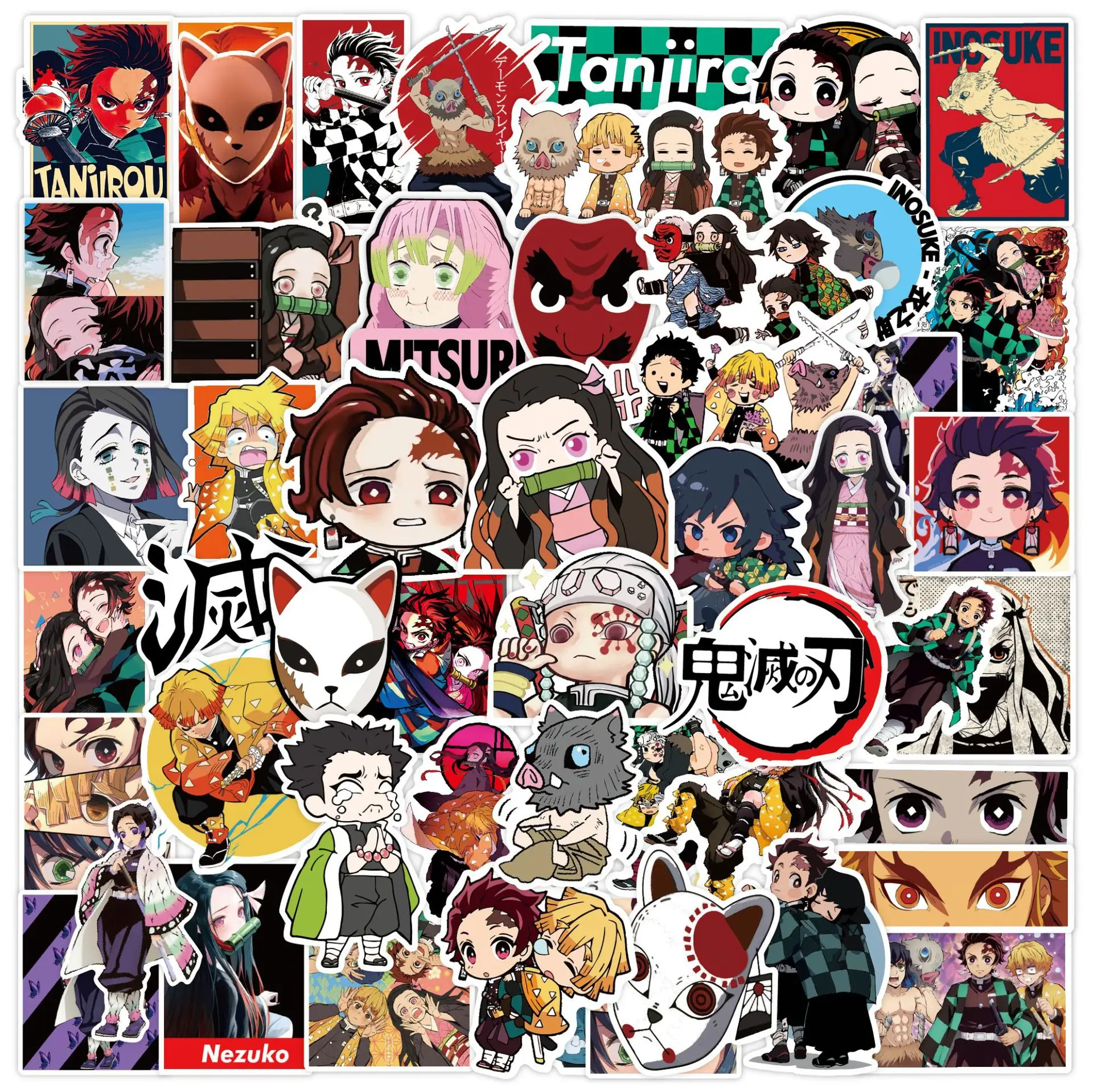 

50pcs Cartoon Demon Slayer Stationery Sticker Personality Suitcase Graffiti Decal Computer Laptop Phone Waterproof Sticker