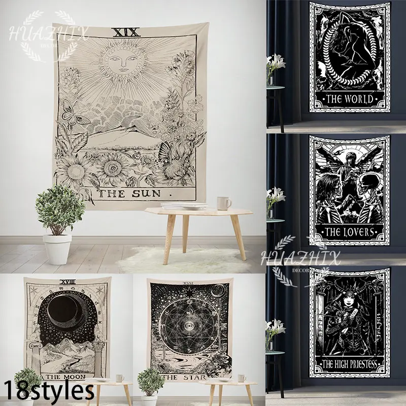 

Tarot Card Tapestry Astrology Divination Printing Wall Decor Tapestries Polyester Fabric Aesthetic Home Room Hanging Decoration