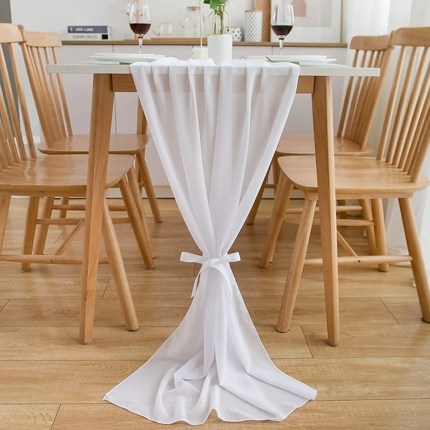 Chiffon Table Runner Wedding Arch Chair Decoration Solid Color Gauze European-American Style Banquet Party Mariage Dining