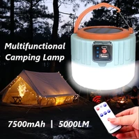 7500mah portable camping lamp 5000lm tent lantern solar outdoor multifunction light 3modes emergency lantern night bulb for camp