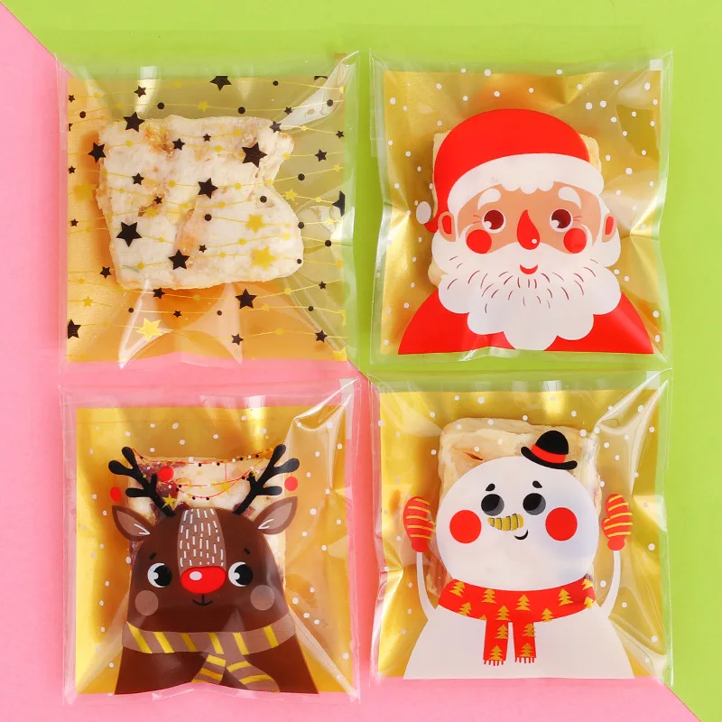 

100PCS 7x7cm Cartoon Candy Cookie Biscuits Packaging Bags Gift Bag Self Adhesive Plastic Bags Wedding Birthday Party Supplies