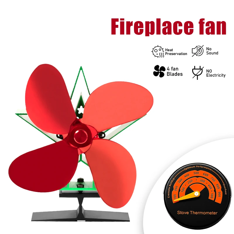 

4/5 Blade Heat Powered Stove Fan Log Wood Burner Ecofan Quiet Fan Fireplace Efficient Heat Distribution Christmas Decoration
