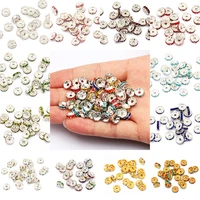 46810mm metal crystal beads rhinestone rondelle loose spacer beads for jewelry making necklace bracelet charm diy accessories