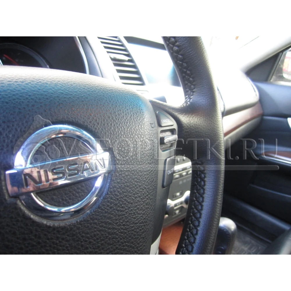 Оплетка на руль &quotNissan Teana" (Ниссан Теана) для кожаного руля - черная текстурная